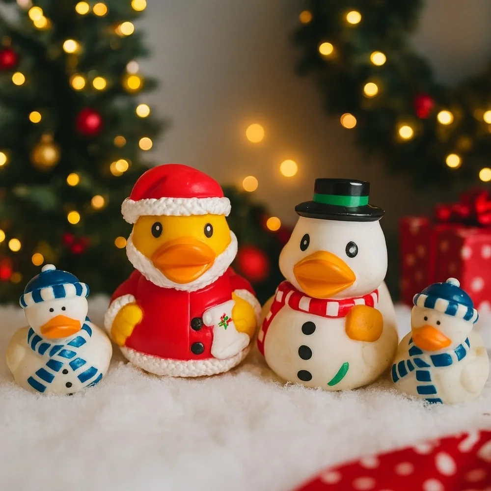 Infantino Christmas Rubber‎ Duck Lot Santa Snowman & Winter Ducks Bath Toy Decor
